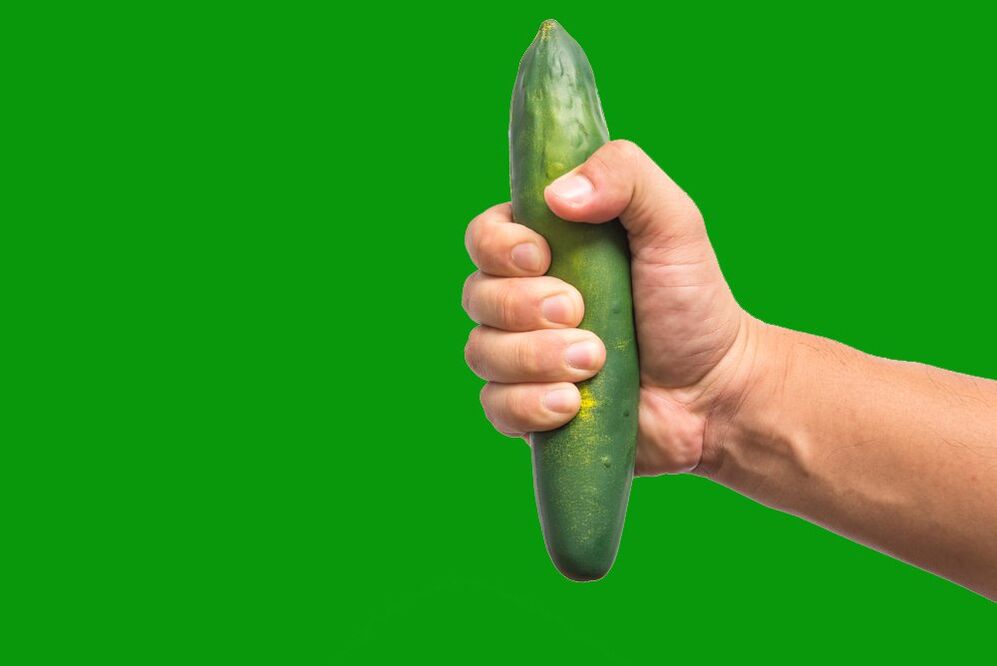 uhorka v ruke symbolizuje zhrubnutie penisu